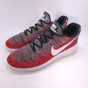 Nike Lunarepic Flyknit 2 Athletic Training Shoe Mens Size 14 863779-005 Gray Red